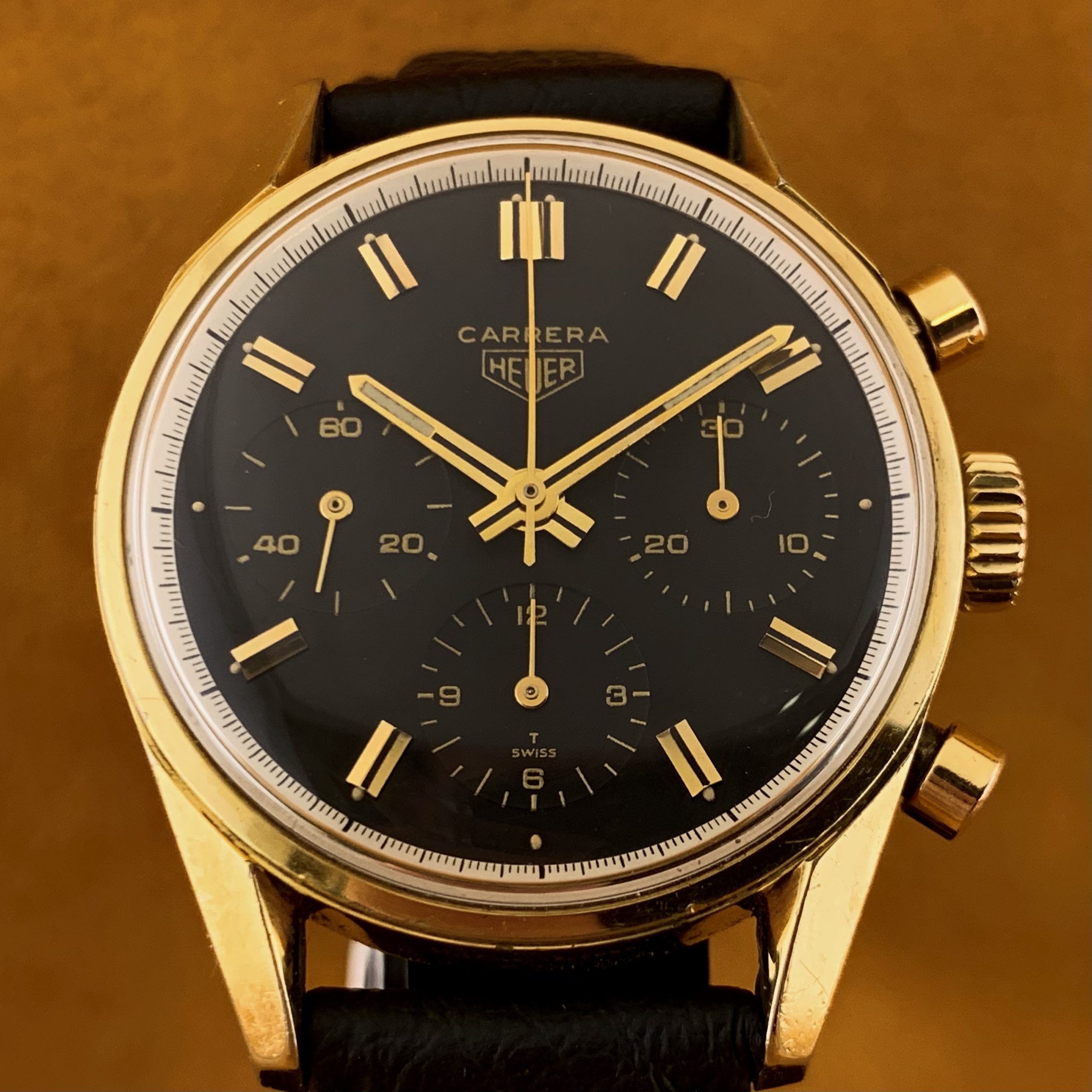 Heuer Carrera 2448n Valjoux 72 Matte Black /