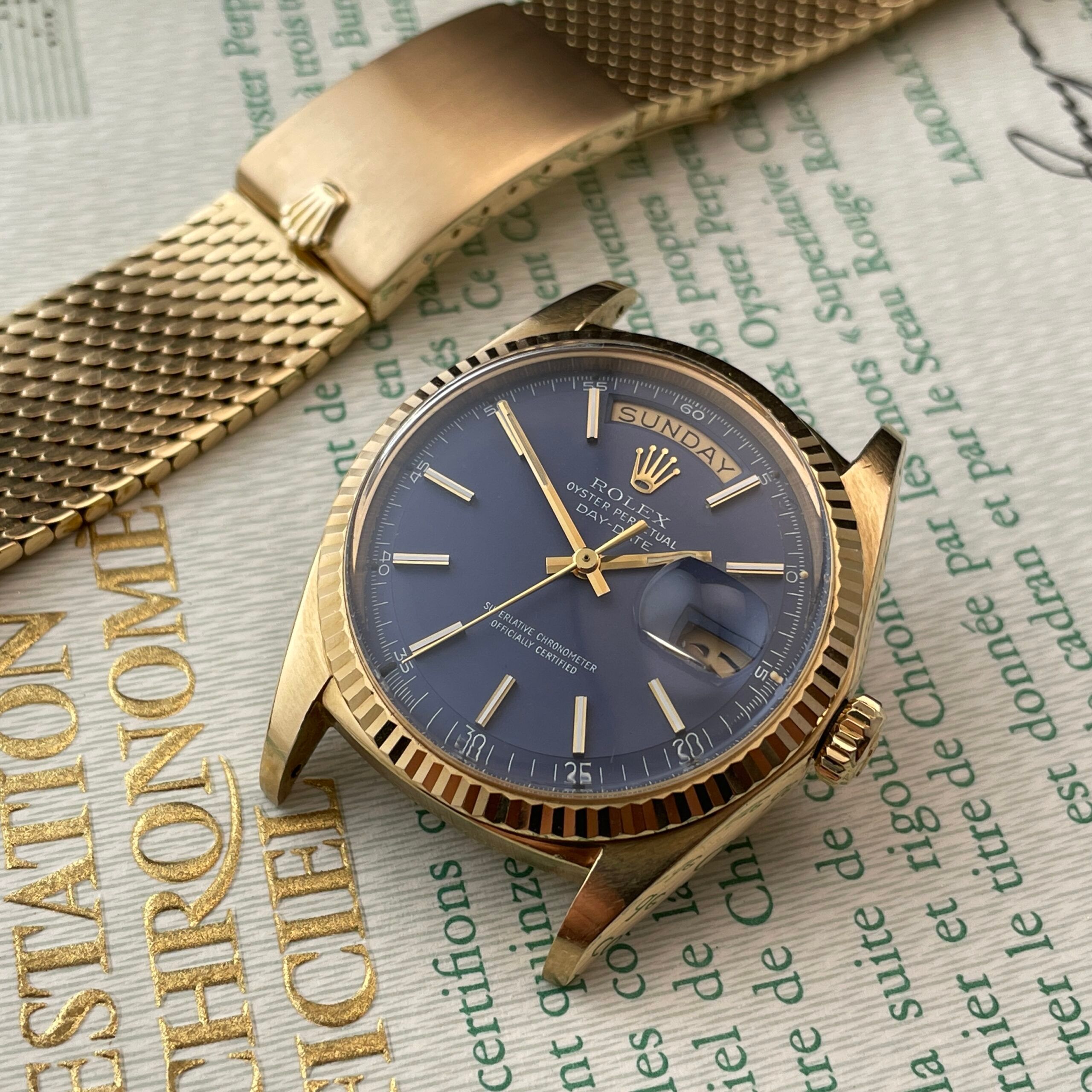 Rolex Day-Date 1803 Mat Blue Dial with Original Mesh Bracelet