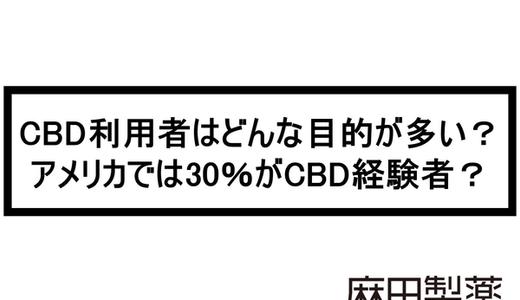 CBD利用者はどんな目的が多い?アメリカでは30%がCBD経験者?