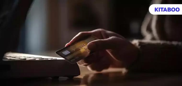 Caucasian adult paying with credit card indoors generated by AI aks blog