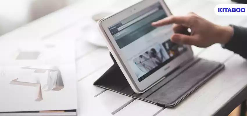 Businessman working with a tablet