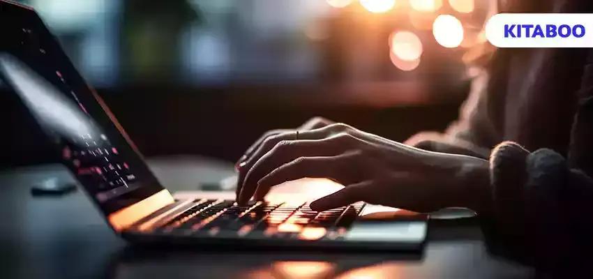 One person typing on laptop at night generated by AI (2)