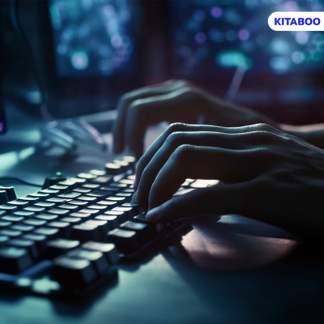 One person typing on computer keyboard at night generated by AI social
