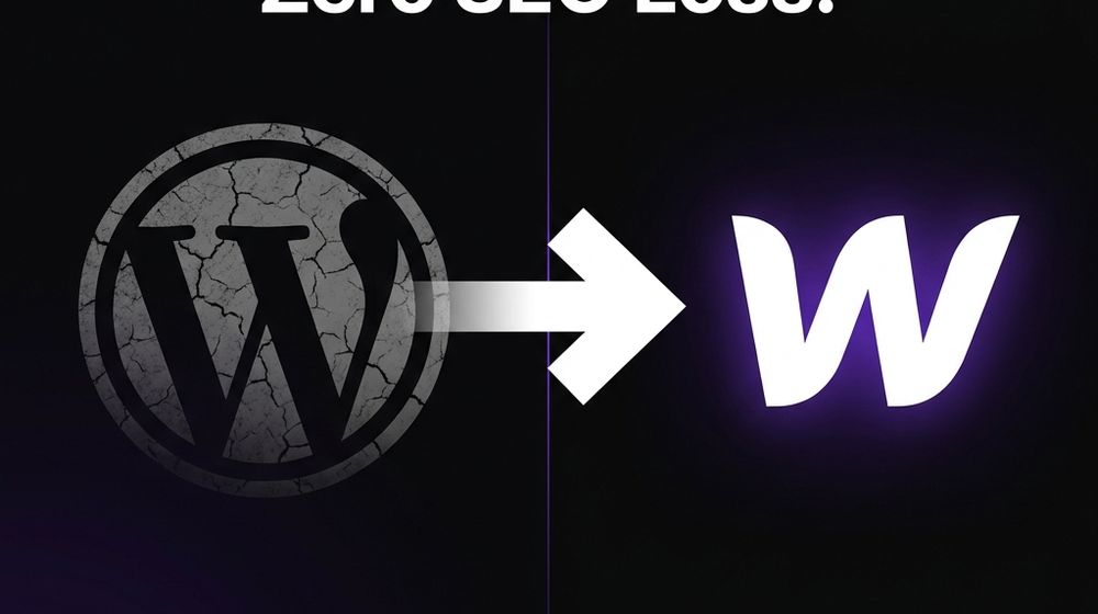 WordPress to Webflow migration guide showing redirect mapping and CMS structure