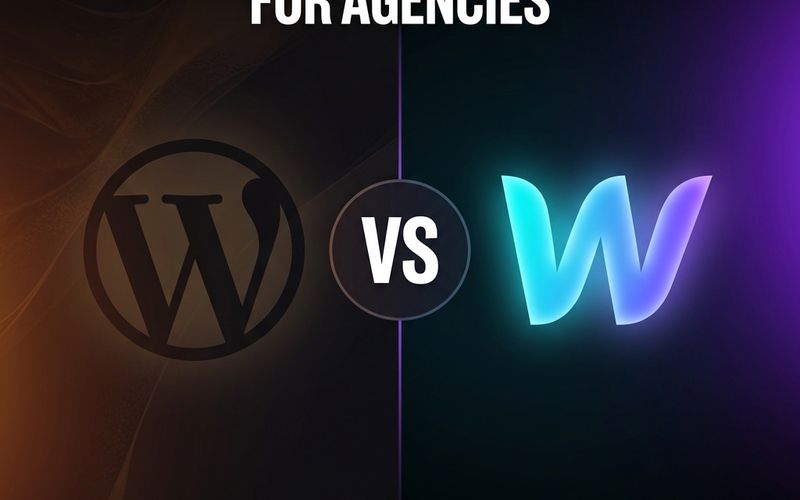 Webflow CMS vs WordPress comparison for web design agencies showing dashboard interfaces