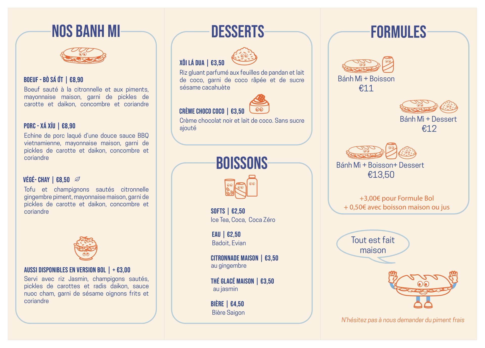 Notre menu
