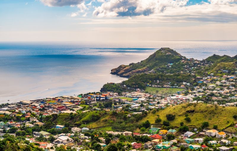 Landscape of Kingstown, Saint Vincent and the Grenadines.