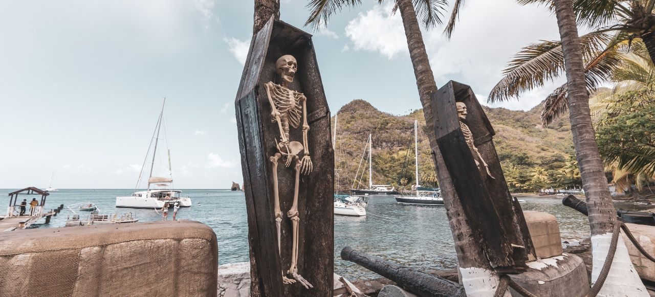 Wallilabou bay, Saint Vincent, Saint Vincent and the Grenadines - Skeletons in coffins