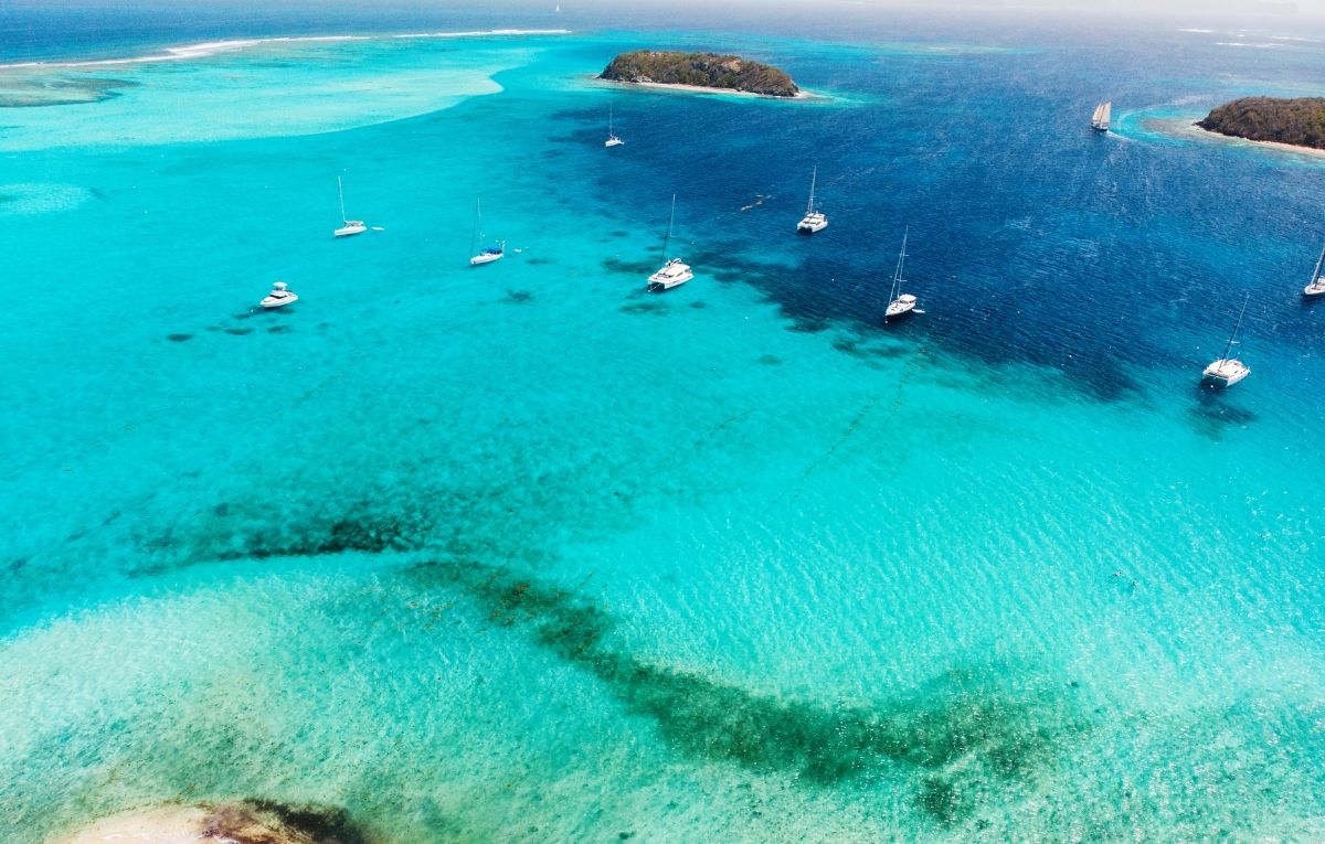 Top view of Tobago Cays