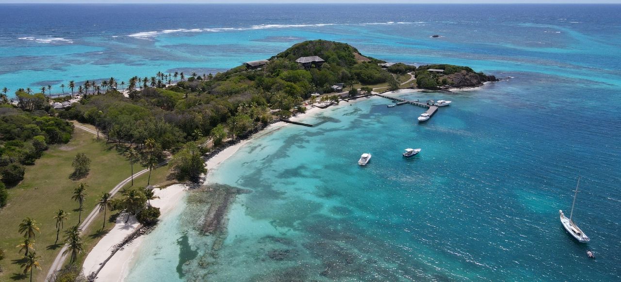 Drone shot of Petit St. Vincent