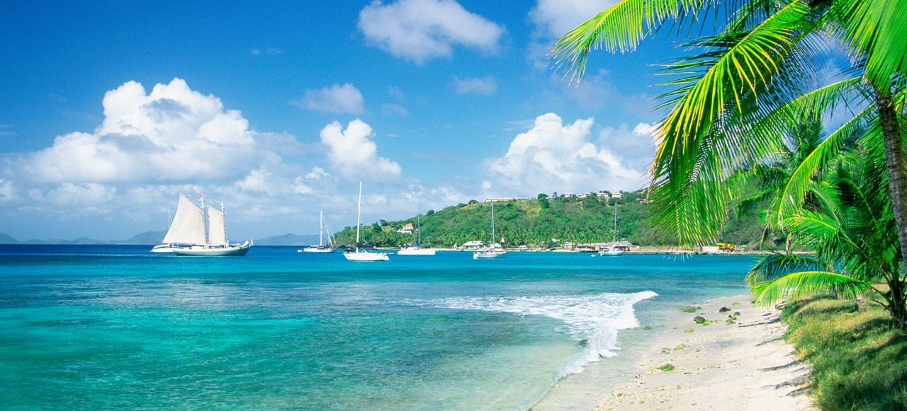 Caribbean, Grenadines, Britannia Bay, Mustique, View of a beach