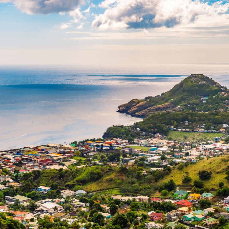 Landscape of Kingstown, Saint Vincent and the Grenadines.