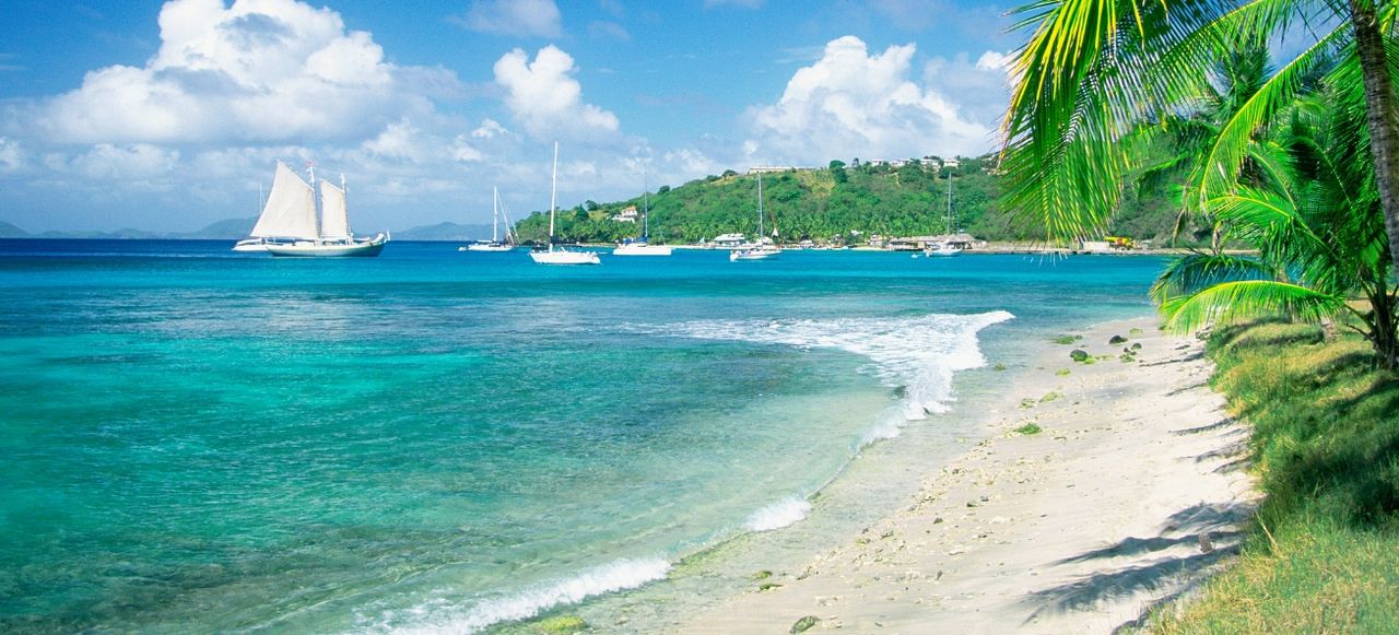 Caribbean, Grenadines, Britannia Bay, Mustique, View of a beach