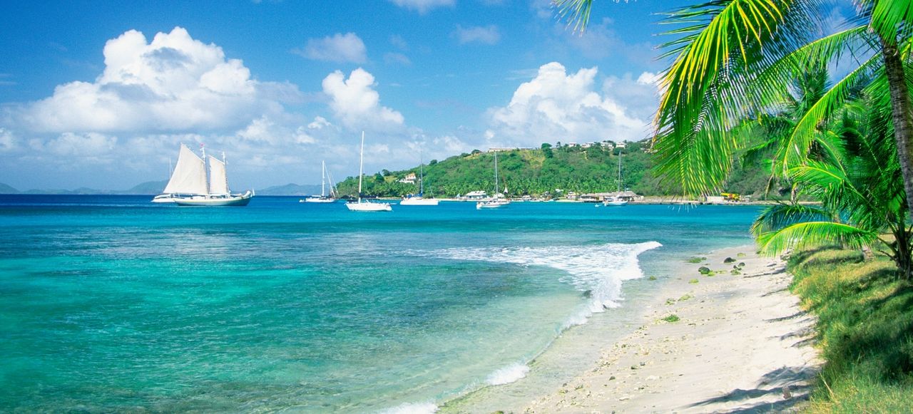 Caribbean, Grenadines, Britannia Bay, Mustique, View of a beach