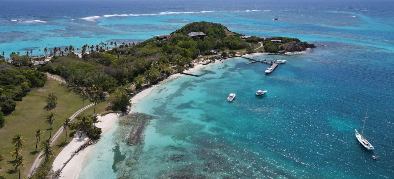 Drone shot of Petit St. Vincent