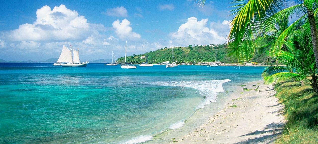 Caribbean, Grenadines, Britannia Bay, Mustique, View of a beach