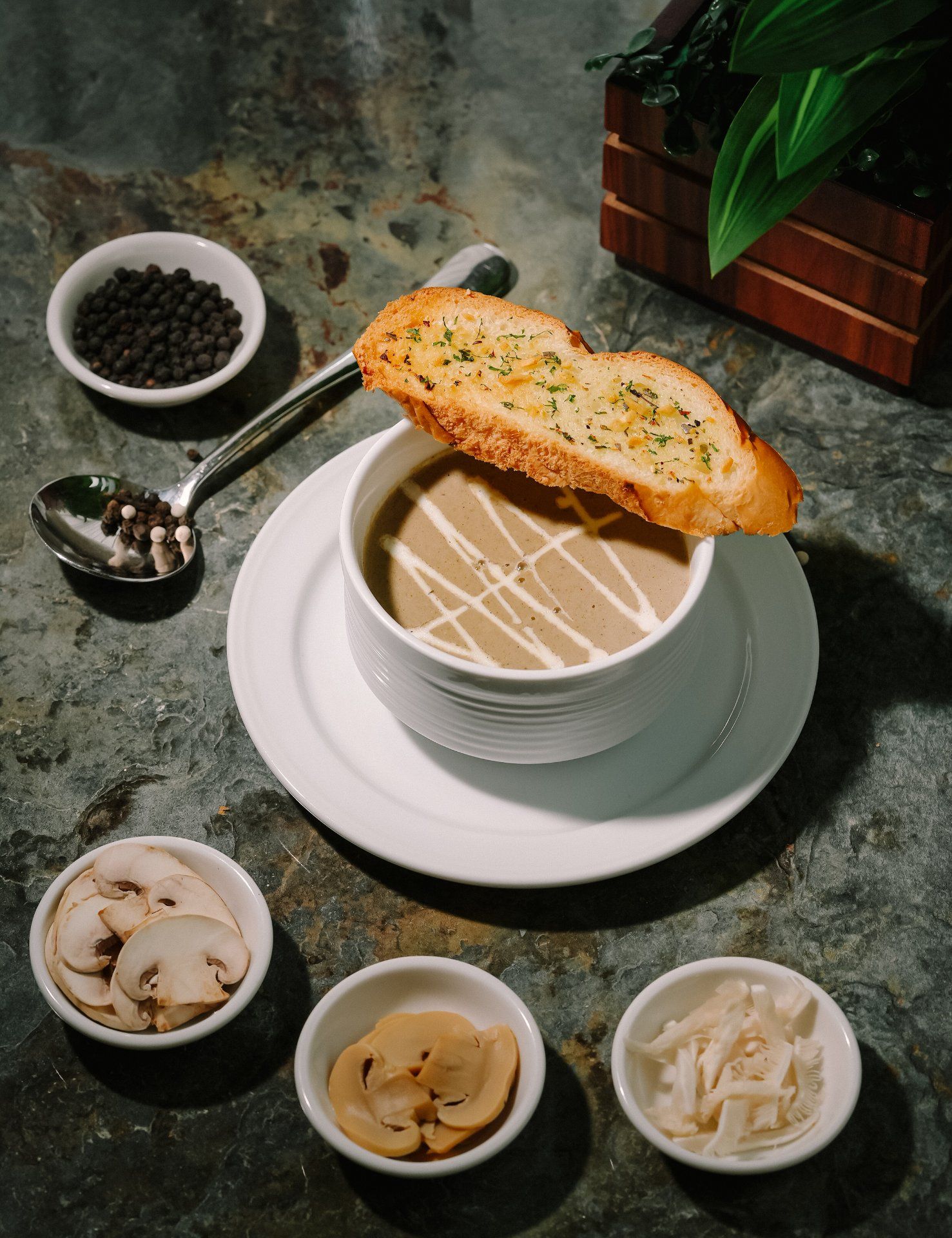Assorted wild mushroom soup