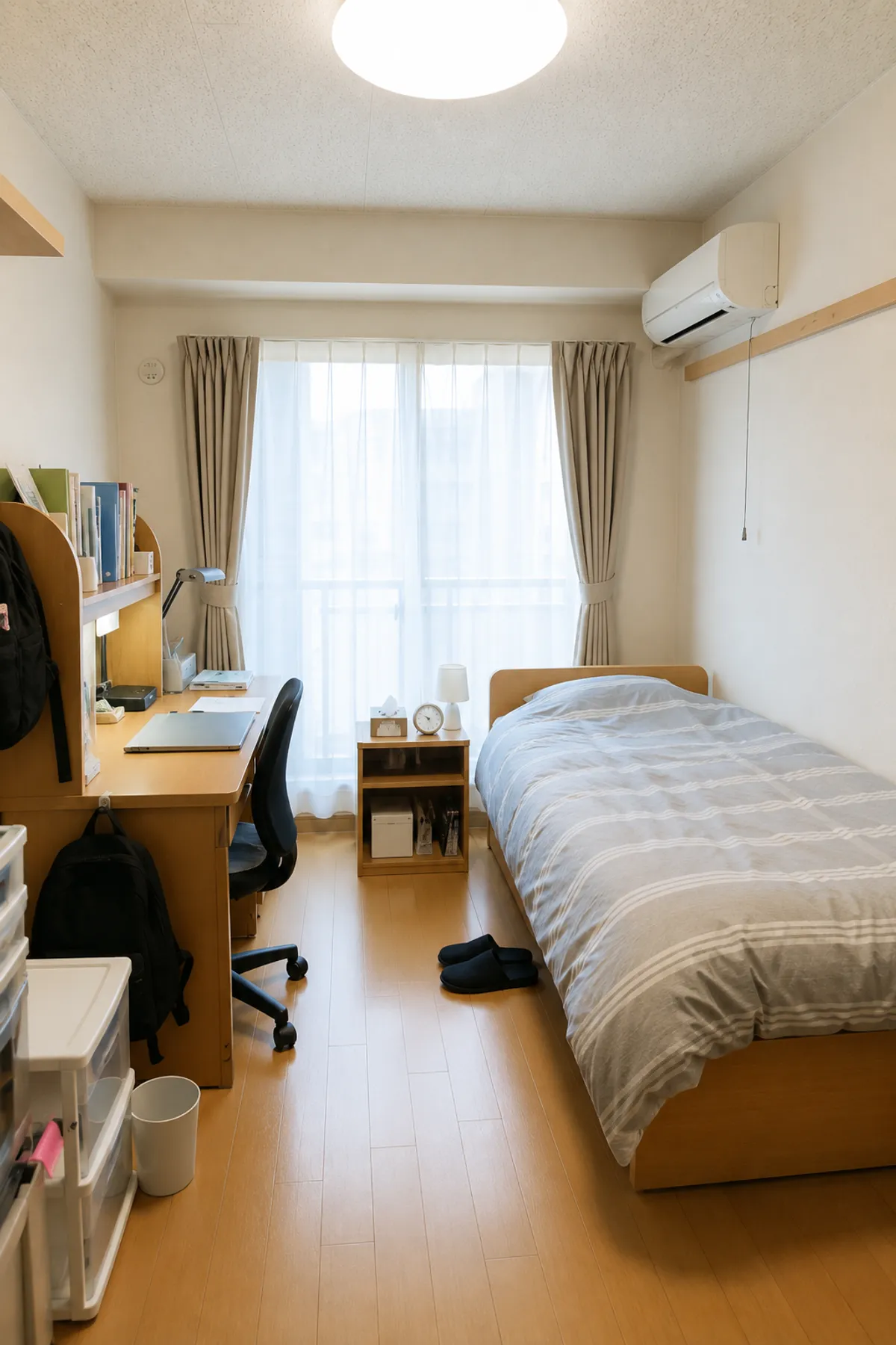 Japonya'da öğrenci konaklaması için modern yurt odası, çalışma alanı ve konforlu yaşam imkanlarıyla uluslararası öğrencilere güvenli bir ortam sunuyor.
