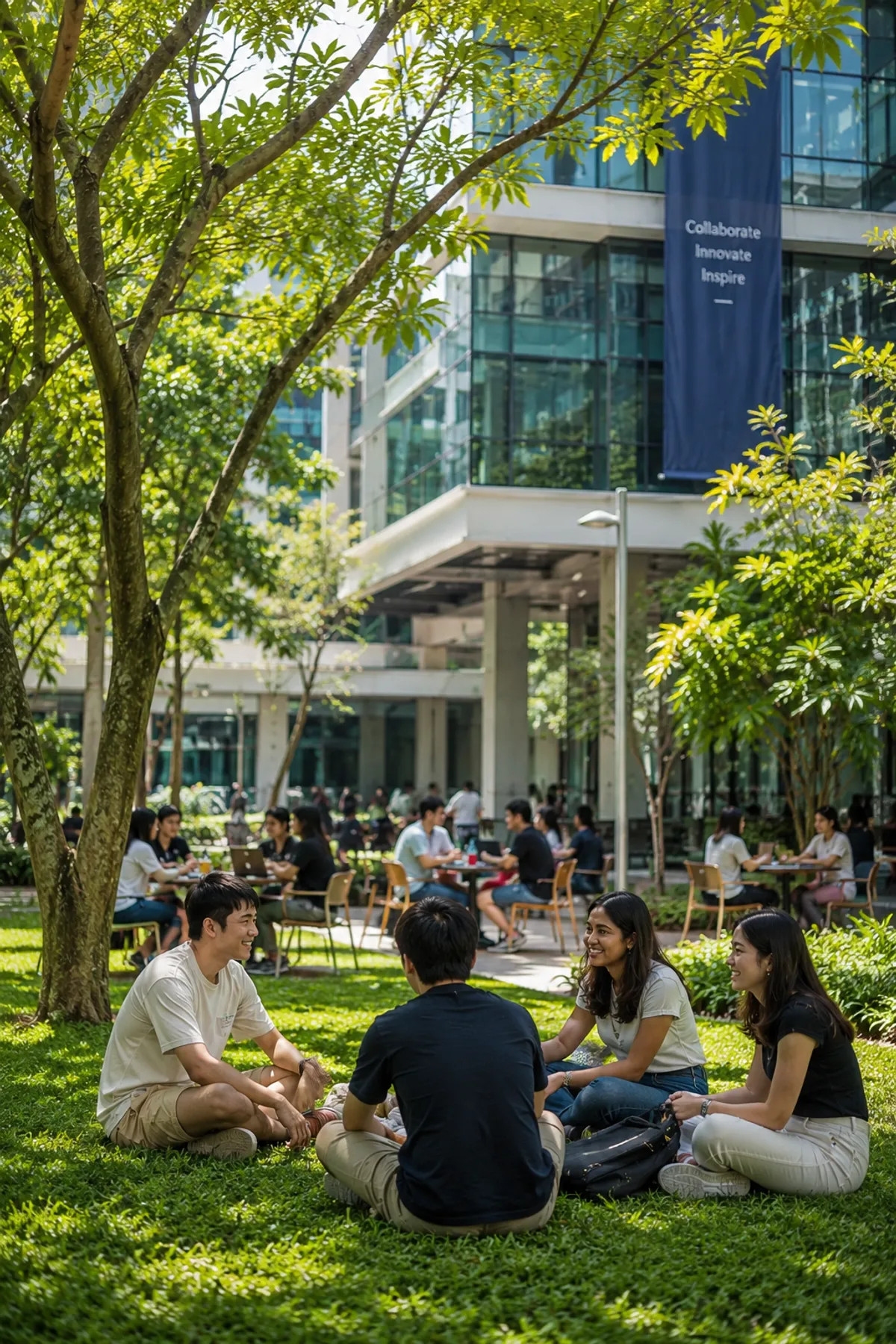 Singapur'da öğrenci konaklaması sunan modern üniversite kampüsünde öğrenciler, güvenli yaşam alanları ve sosyal imkanlarla eğitim hayatlarını sürdürüyor.