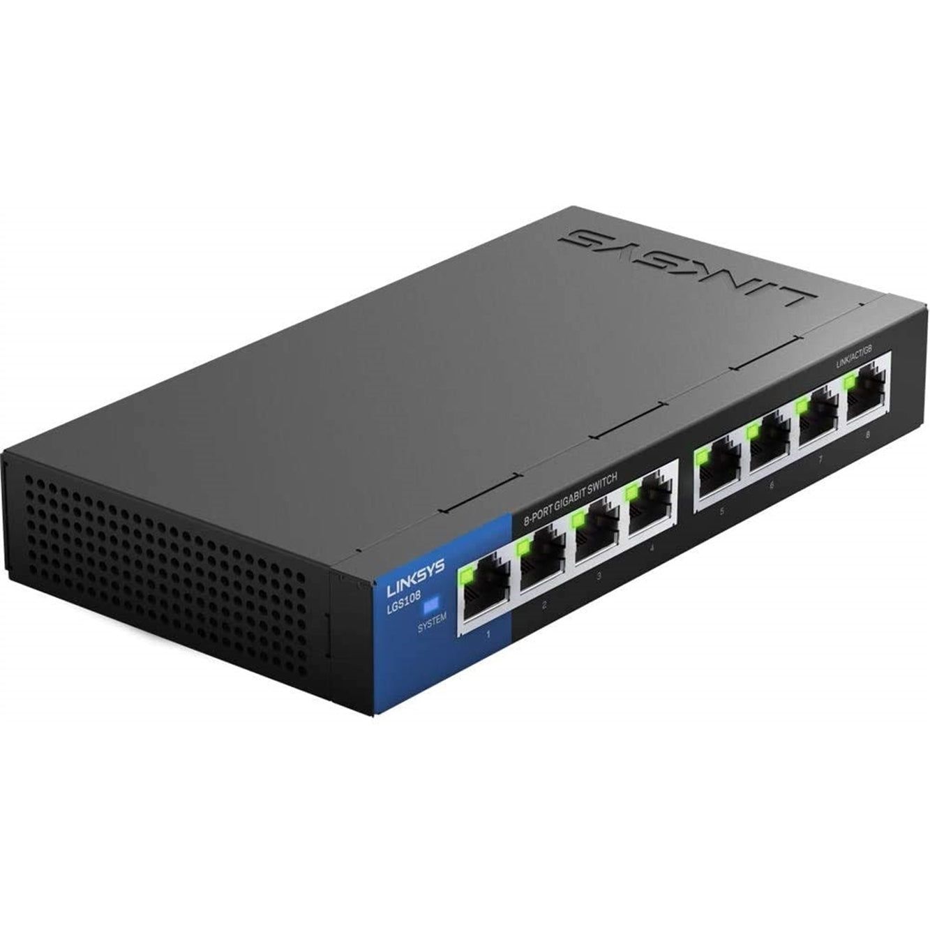 LINKSYS LGS108 8-Port 100Mbps RJ45 Desktop Specialty Hub, Black