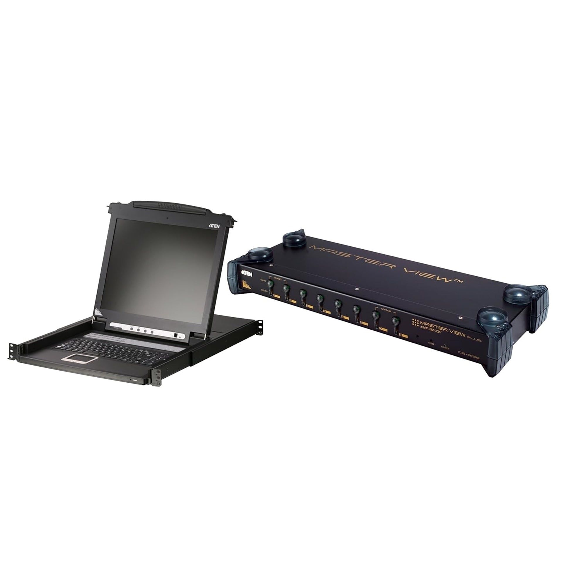ATEN CL1000M 8-Port 100Mbps RJ45 1U KVM Switch, Black (Certified Refurbished)