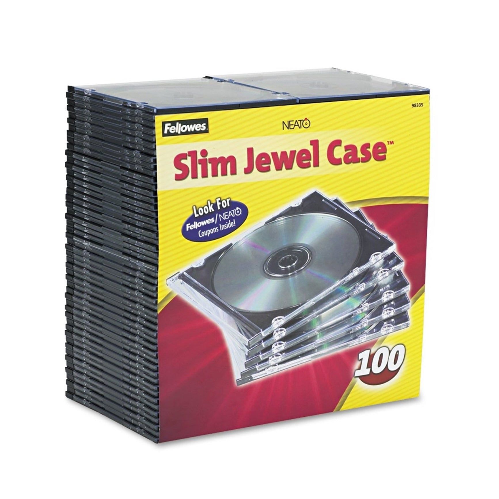 Fellowes 98335 Fellowes NEATO Slim Jewel Cases - 100 Pack