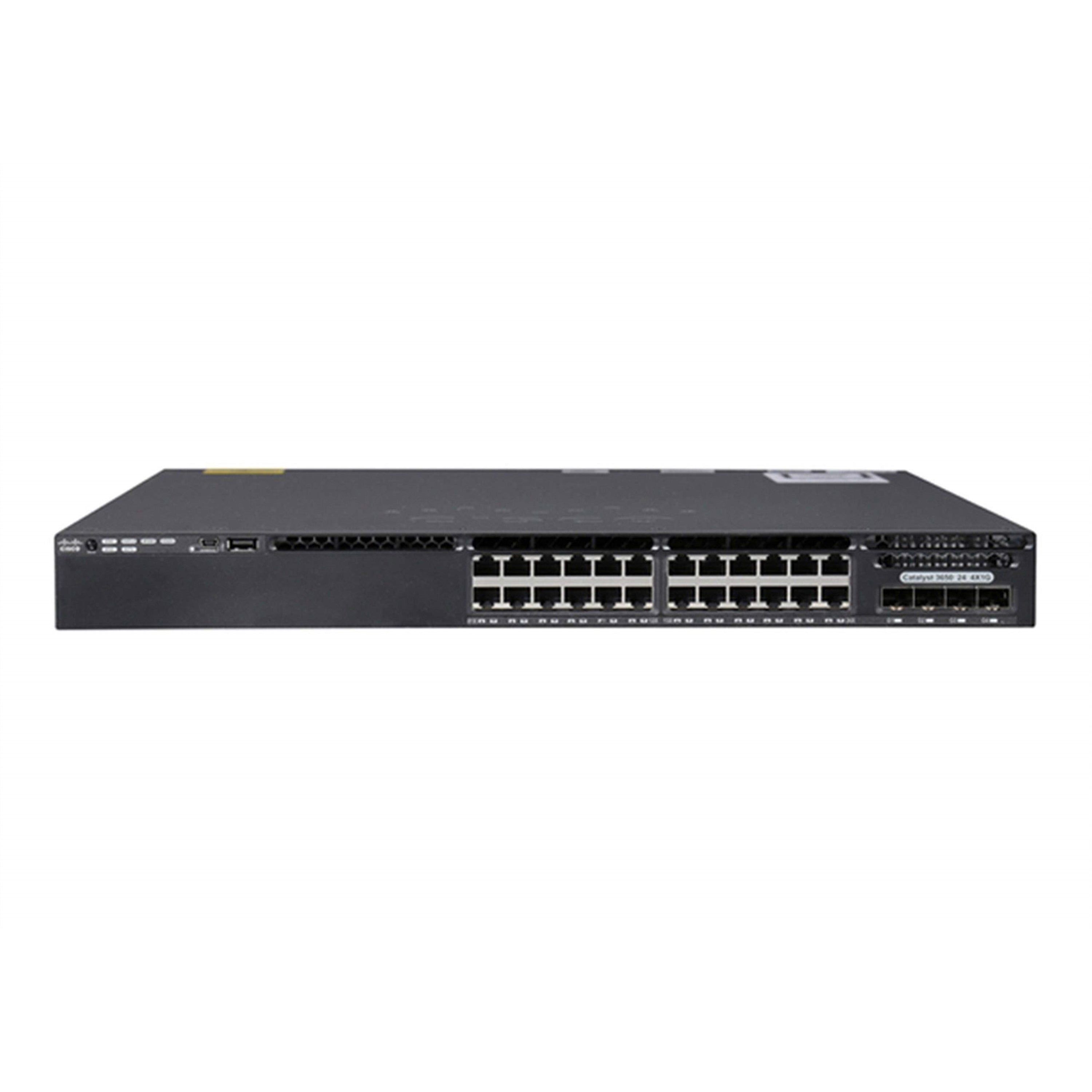 Cisco WS-C3650-24PS-L 24-Port 100Mbps RJ45 1U Specialty Switch, Grey (Certified Refurbished)