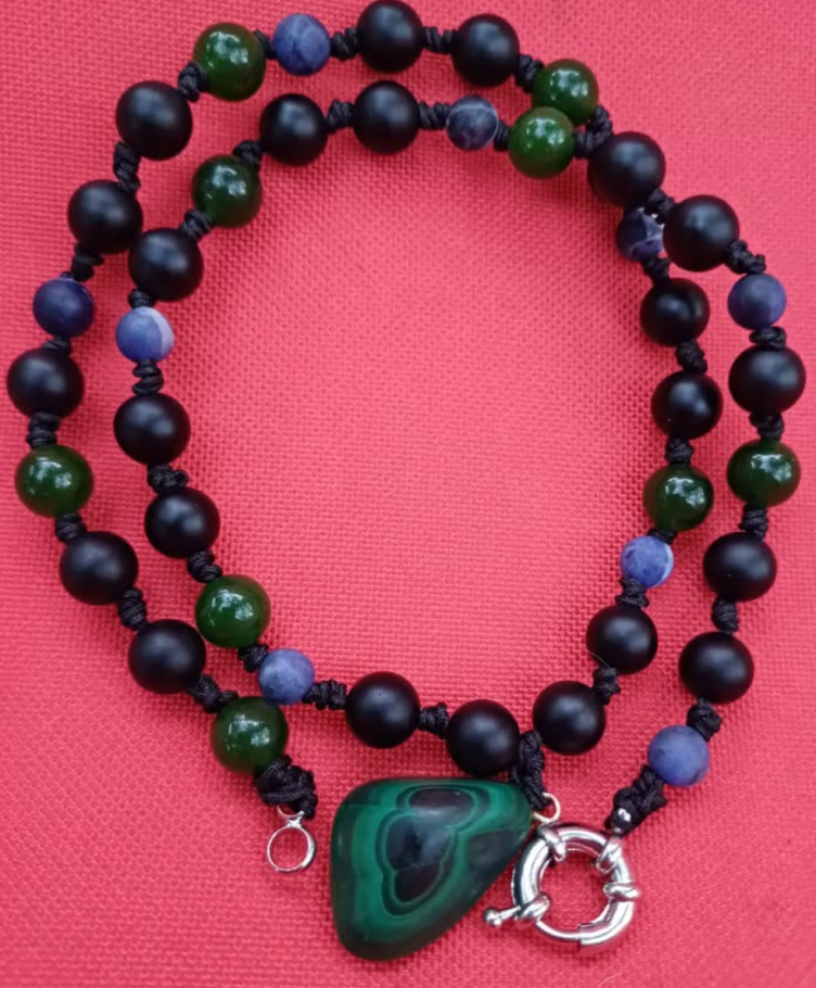 Colier Malachit, Onix, Sodalit & Jad