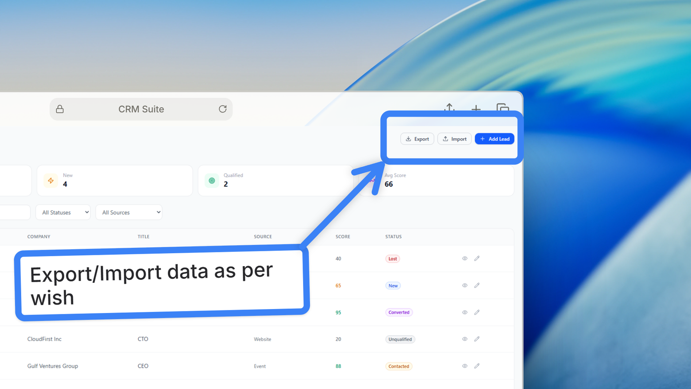 Export/Import System Showcase Screenshot