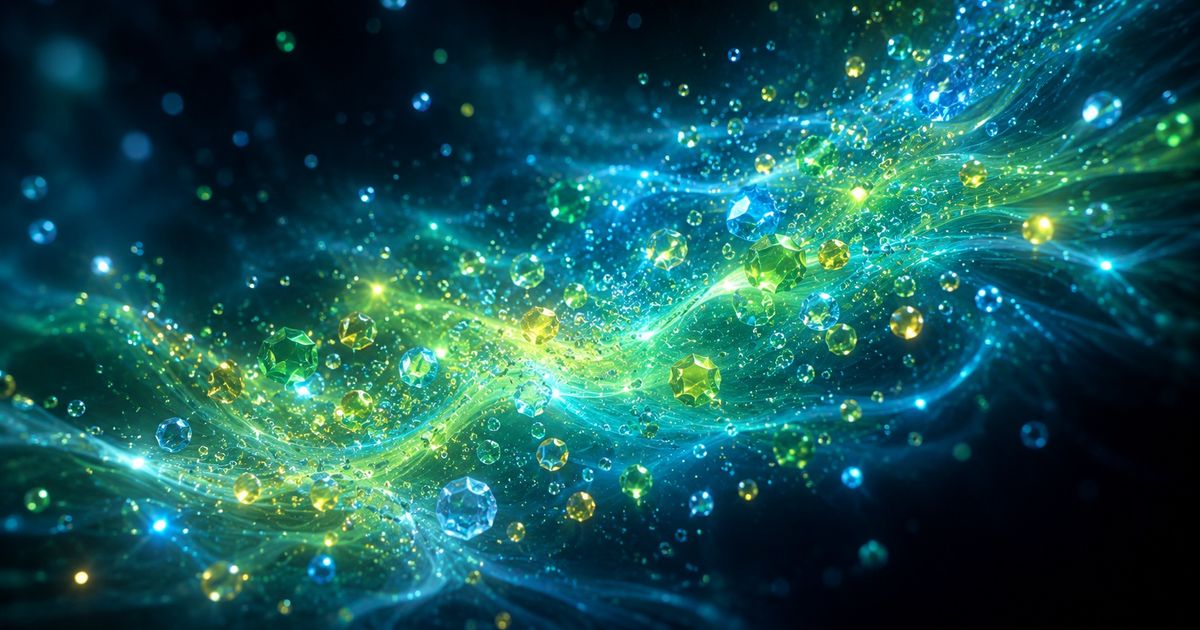 Abstract luminous stream of nutrient particles representing IV therapy