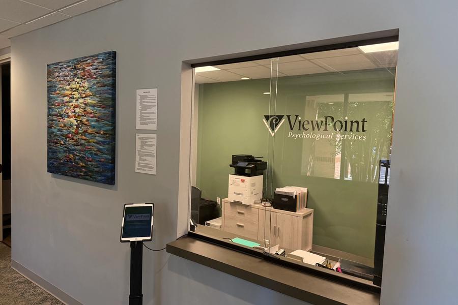 Crestview Hills reception window and check in
