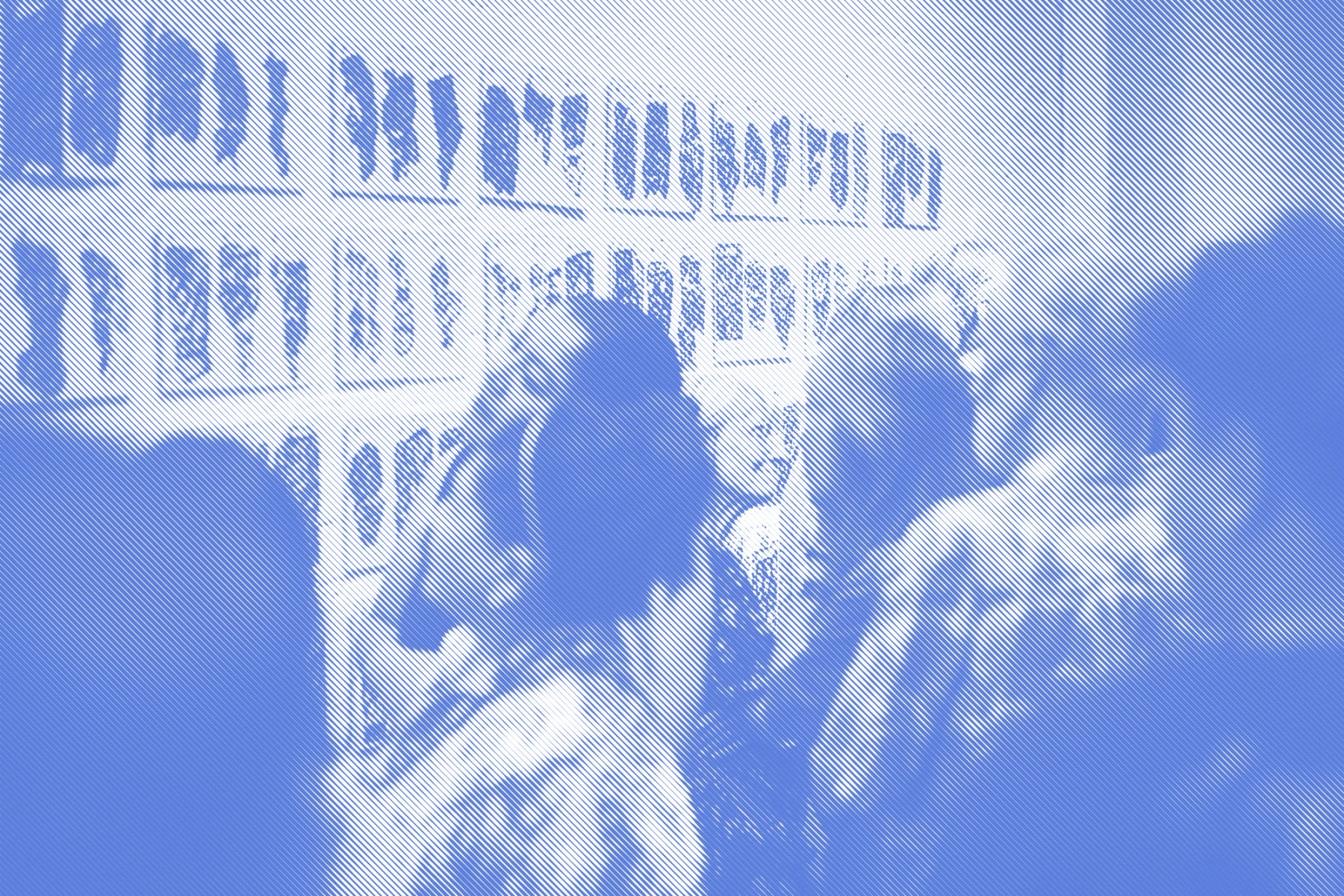 Gallery visitors closely examine a grid of small, densely patterned ink drawings mounted in rows on a white brick wall. Several people lean in to look at the work, seen from behind and in profile.