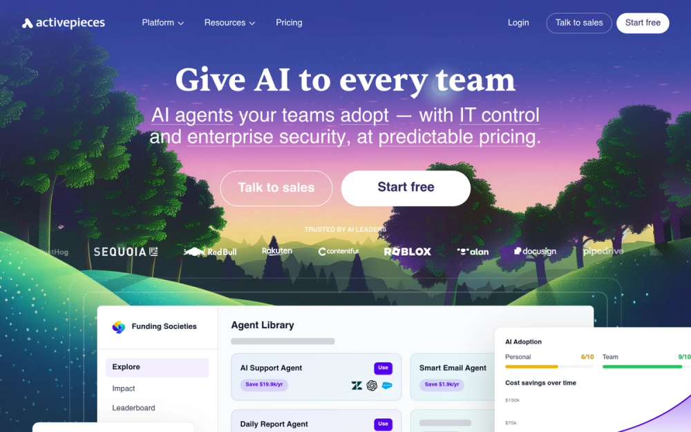 Activepieces homepage Activepieces homepage