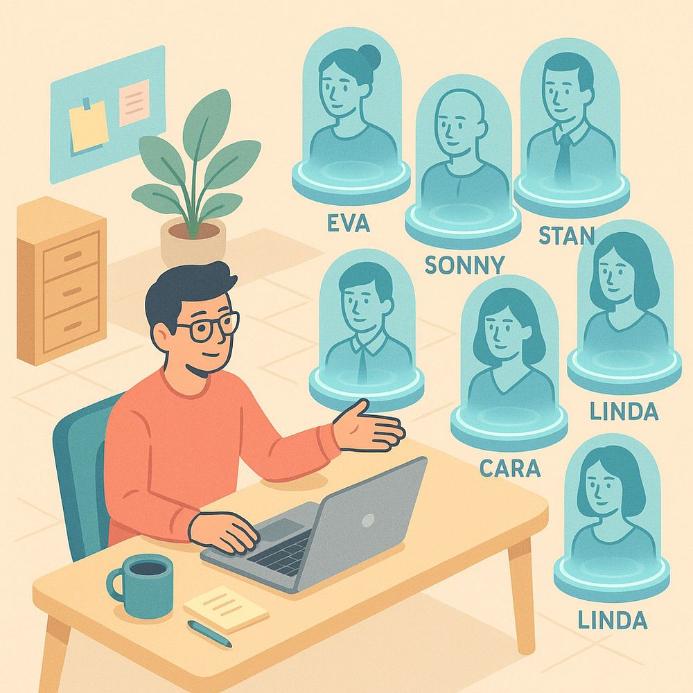 Conceptual illustration of Marblism’s AI employee team supporting a solo entrepreneur