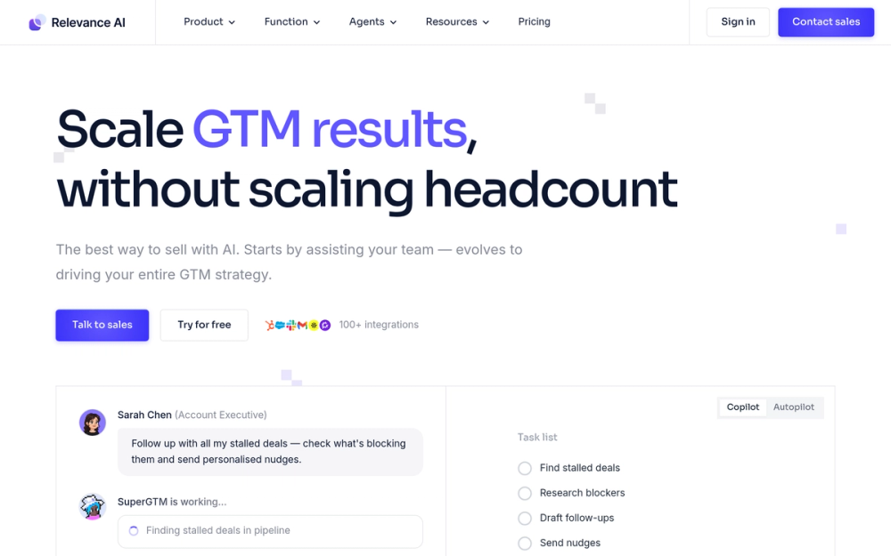 Relevance AI homepage Relevance AI homepage