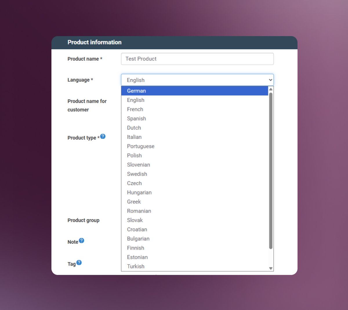 Multilingual Products & Order Forms
