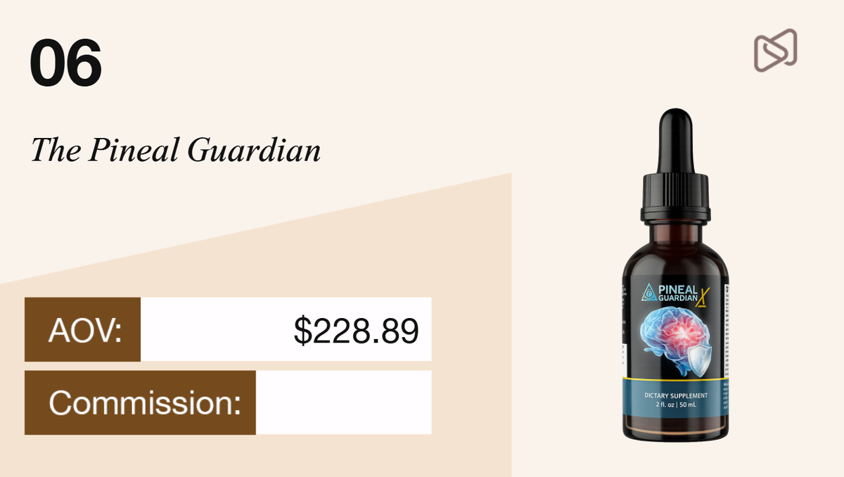 Item 06: The Pineal Guardian dietary supplement dropper bottle with an AOV of $228.89.