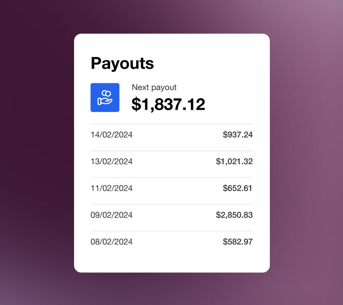 Weekly Payouts—Handled for You