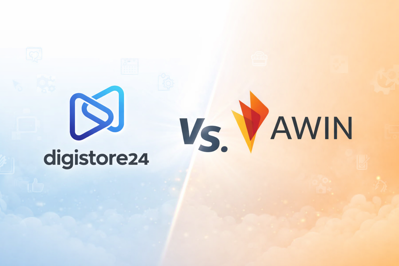 Digistore24 logo and name on the left versus AWIN logo and name on the right.