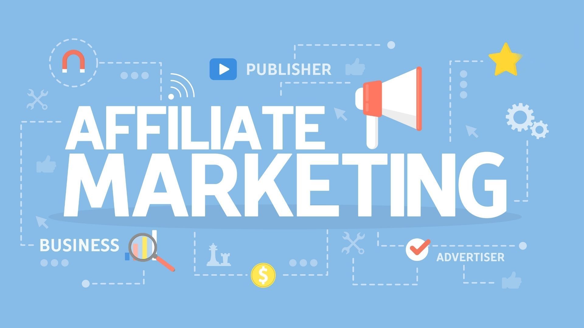 Affiliate Marketing concept with related business icons.