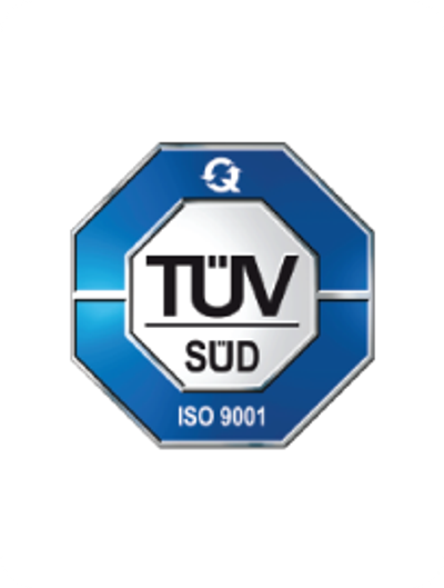 TÜV SÜD ISO 9001 certification logo.