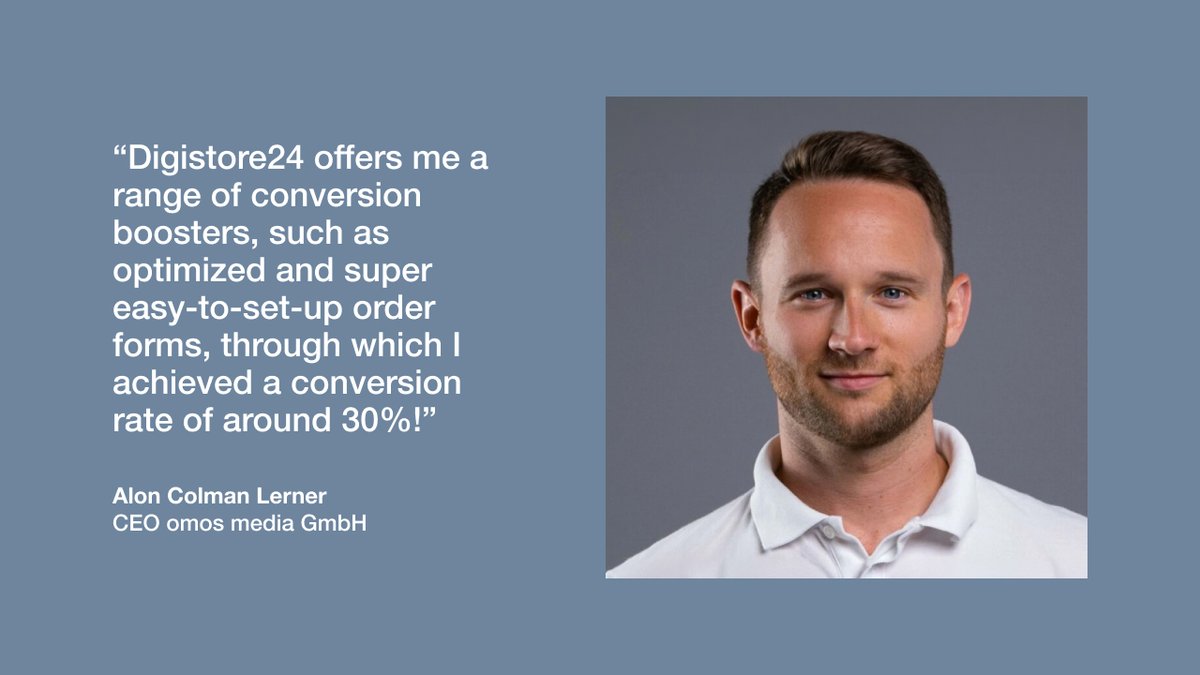 Headshot of Alon Colman Lerner next to his testimonial for Digistore24.
