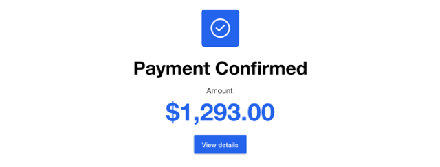 Payment Confirmed notice for $1,293.00.