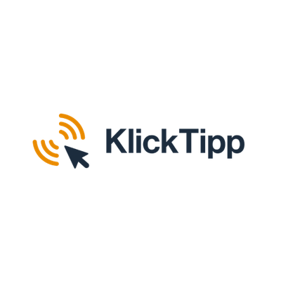 KlickTipp logo with an orange clicking mouse cursor icon.
