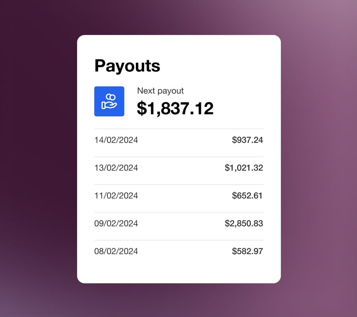 Weekly Payouts—Handled for You