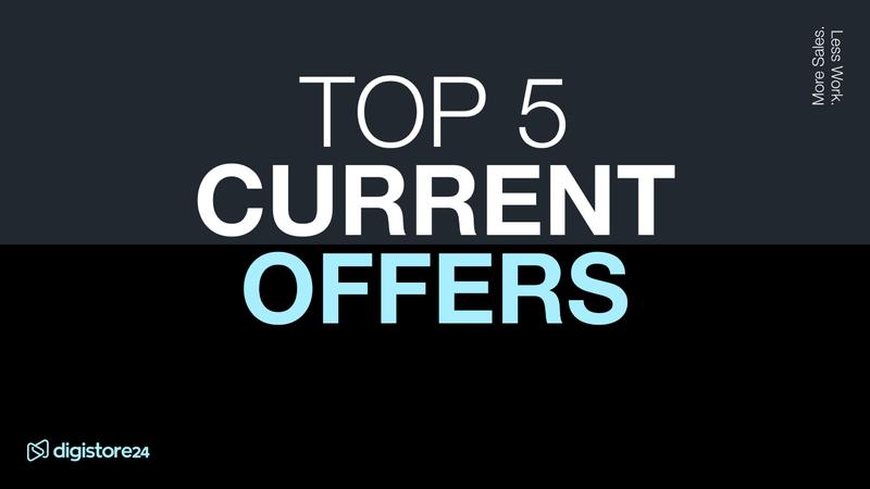 A graphic featuring the text 'TOP 5 CURRENT OFFERS' and the Digistore24 logo.