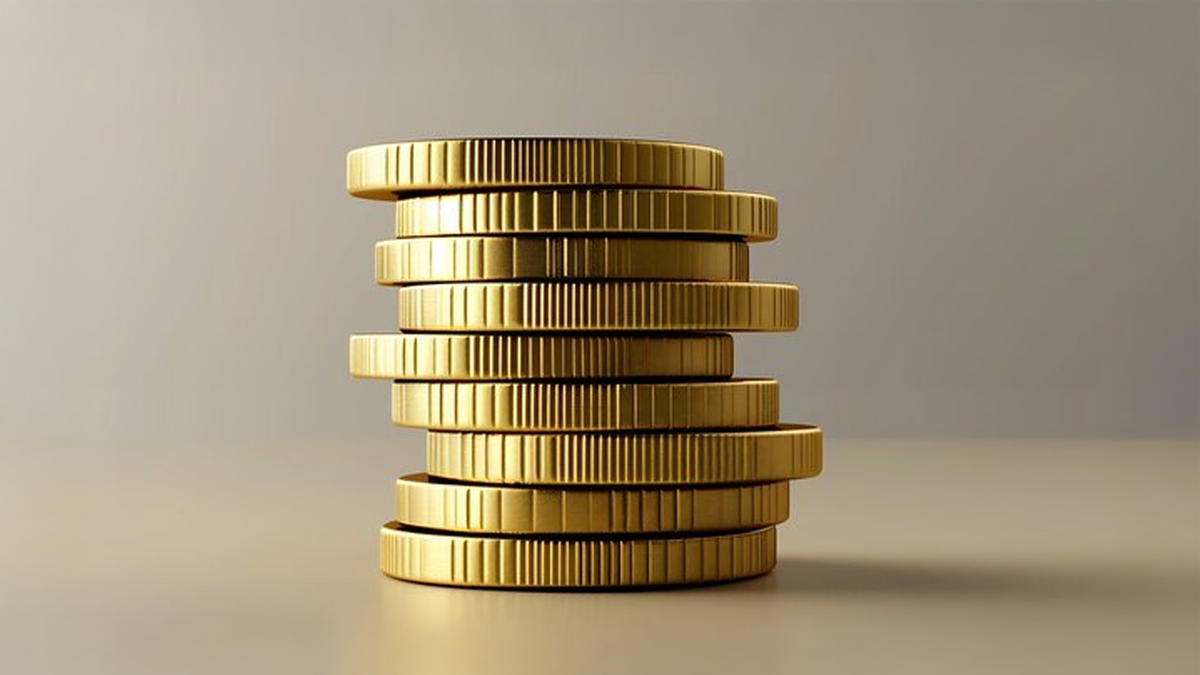 Stack of gold coins.