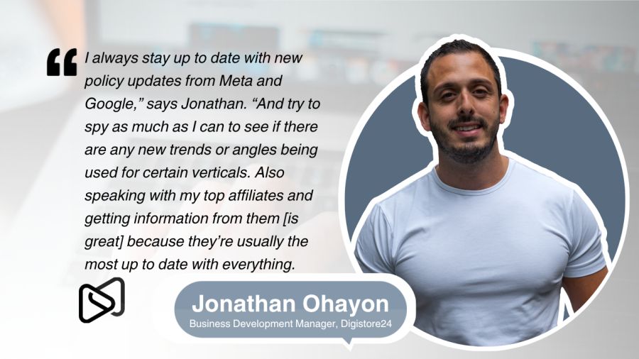Jonathan Ohayon, Business Development Manager at Digistore24, smiling in a headshot alongside his quote.