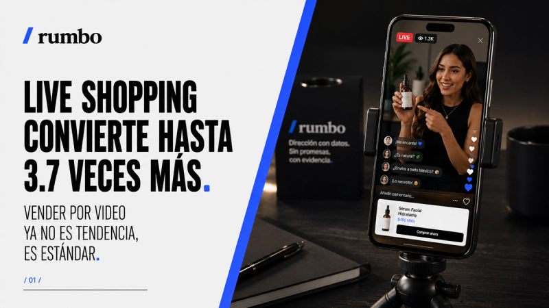 Live shopping convierte hasta 3.7 veces más - Vender por video ya no es tendencia, es estándar.