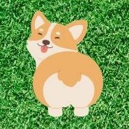 Grass background with corgi and its butt as flat image